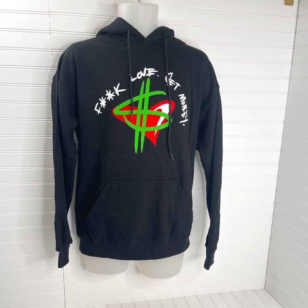 NEW F**k Love Get Money Black Hoodie HoodVille Medium City Boys